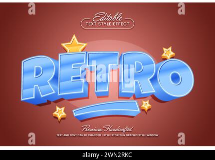 Retro editable vector text effect graphic style template surrounded by stars Stock Vector