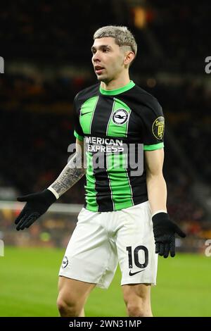 during the FA Cup Fifth Round match between Wolverhampton Wanderers and Brighton and Hove Albion at Molineux, Wolverhampton on Wednesday 28th February 2024. (Photo: Gustavo Pantano | MI News) Credit: MI News & Sport /Alamy Live News Stock Photo