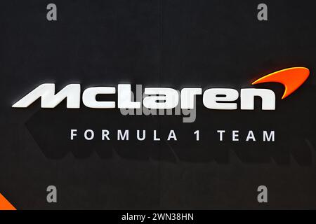 Sakhir, Bahrain. 29th Feb, 2024. McLaren logo. 29.02.2024. Formula 1 World Championship, Rd 1, Bahrain Grand Prix, Sakhir, Bahrain, Practice Day Photo credit should read: XPB/Alamy Live News. Stock Photo