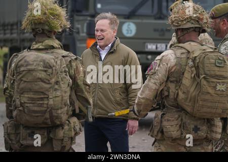 Defence Secretary Grant Shapps arrives for a visit to Catterick Garrison, in North Yorkshire, to tour the base and meet troops, including members of the Ukrainian military currently being trained at the base. Picture date: Thursday February 29, 2024. Stock Photo