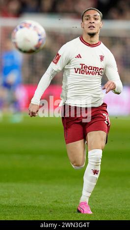 Nottingham, UK. 28th Feb, 2024. Antony of Manchester United during the The FA Cup match at the City Ground, Nottingham. Picture credit should read: Andrew Yates/Sportimage Credit: Sportimage Ltd/Alamy Live News Stock Photo