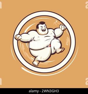 Sumo wrestler vector illustration. mascot design for t-shirt. Stock Vector