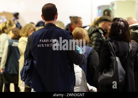 Paris, France. 29th Feb, 2024. © PHOTOPQR/DNA/Cédric JOUBERT ; Paris ; 29/02/2024 ; Les parties civiles arrivent pour le début de l' audience de la cour d' assises avant l' ouverture du procès de l' attentat du marché de Noël de Strasbourg au palais de justice de Paris le jeudi 29 février 2024. trial over the attack at the Strasbourg Christmas market in 2018, at the Paris' courthouse in Paris on February 29, 2024. Credit: MAXPPP/Alamy Live News Stock Photo