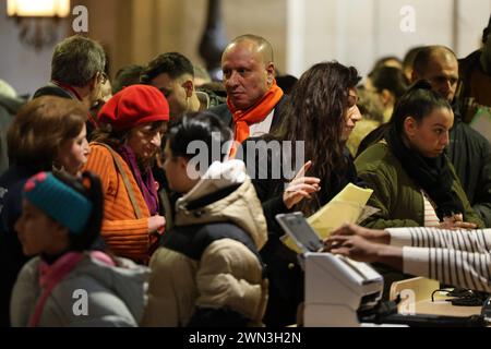 Paris, France. 29th Feb, 2024. © PHOTOPQR/DNA/Cédric JOUBERT ; Paris ; 29/02/2024 ; Les parties civiles arrivent pour le début de l' audience de la cour d' assises avant l' ouverture du procès de l' attentat du marché de Noël de Strasbourg au palais de justice de Paris le jeudi 29 février 2024. trial over the attack at the Strasbourg Christmas market in 2018, at the Paris' courthouse in Paris on February 29, 2024. Credit: MAXPPP/Alamy Live News Stock Photo