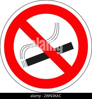 No smoking sign red circle crossed cigarette on black background Stock ...