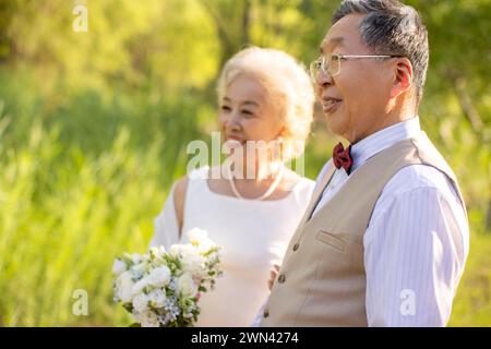Happy Seniors Getting Married Stock Photo