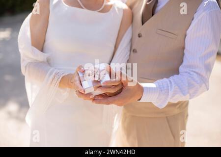 Happy Seniors Getting Married Stock Photo