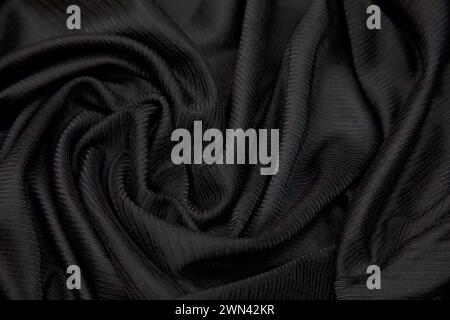 Thick and soft black silk texture Stock Photo