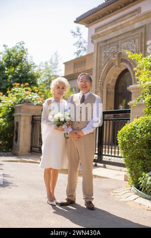 Happy Seniors Getting Married Stock Photo
