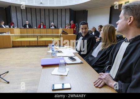 Nivelles, Belgium. 29th Feb, 2024. Illustration picture shows the session with the jury constitution, for the assize trial of A. Ben Abdeslam, at the Assize Court of Brussels-Capital, relocated to Nivelles (Nijvel), Thursday 29 February 2024. BELGA PHOTO NICOLAS MAETERLINCK Credit: Belga News Agency/Alamy Live News Stock Photo