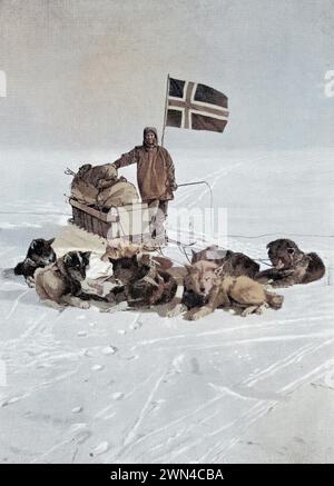 Captain Roald Engelbregt Gravning Amundsen 1872 to 1928 At the South pole under the Norwegian flag Norwegian explorer of the polar regions From the bo Stock Photo
