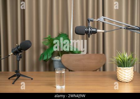 Minimal Podcast Room Setup at Home Stock Photo