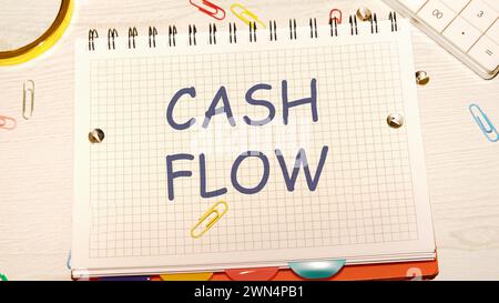 Cash flow text written on a notebook in a cage Stock Photo