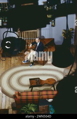 OVERHEAD VIEW OF FRED ROGERS OF PUBLIC TV'S 