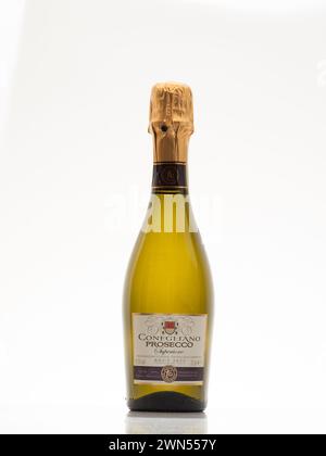Cardiff Mid Glamorgan Wales United Kingdom February 29 2024 Half Bottle of Prosecco isolated on a white background Stock Photo