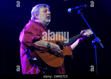 Milan Italy 10/11/2006 : Francesco Guccini, Italian singer ,during the live concert at the Forum Assago Stock Photo