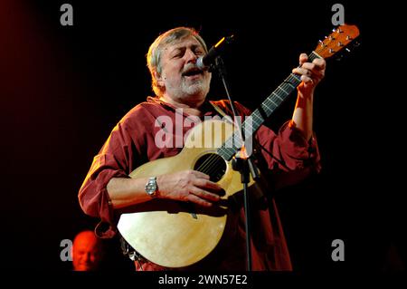 Milan Italy 10/11/2006 : Francesco Guccini, Italian singer ,during the live concert at the Forum Assago Stock Photo