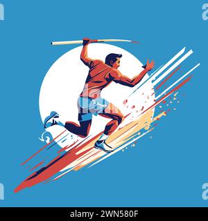 Cross Country Skiing. Athlete With Skis. Vector Illustration Stock 