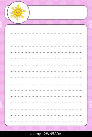 Lined sheet template. Handwriting paper. For diary, planner, checklist, wish list. Vector illustration. Stock Vector