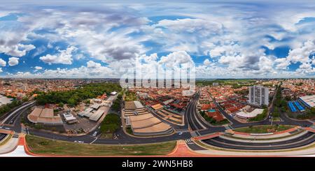 360 degree panoramic view of Ribeirao Preto, SP, Brazil - February 13, 2024 - Panoramic aerial view of the city from the intersection between Avenidas Capitão Salomão and Meira Ju