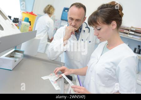 two doctors in a lab Stock Photo