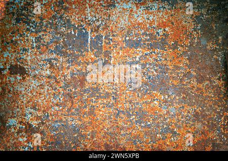 Background from rusty sheet metal. High quality grunge rusty old and dirty metal plate. Iron surface . Rusted surface of the old iron, Deterioration o Stock Photo