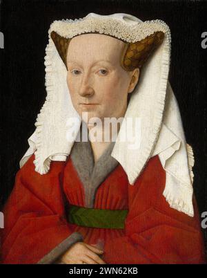 Van Eyck Jan - Portrait of Margareta van Eyck (olio su tavola 41,2 x 34,6 cm) Stock Photo