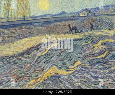Van Gogh Vincent - Enclosed Field with Ploughman (1889) 02 Stock Photo