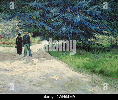 Van Gogh Vincent - Public Garden with Couple and Blue Fir Tree (1888) Stock Photo