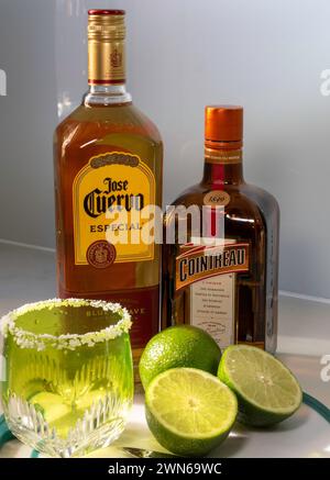 Jose Cuervo Tequila is excellent for making margarita cocktails, USA Stock Photo