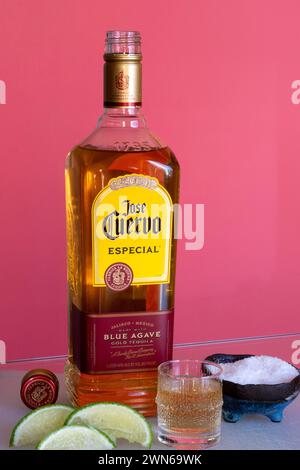 Jose Cuervo Tequila is excellent for making margarita cocktails, USA Stock Photo