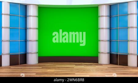 Virtual TV studio set with screens Stock Photo