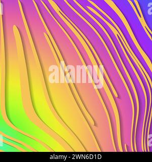 Wave. Rainbow Background. Fluid Shapes. Wave Pattern. Summer Poster. Colorful Gradient. Abstract Cover. Rainbow Color. Summer bright wavy background. Stock Photo