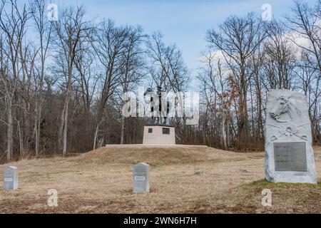 Monuments on Sedgwick Avenue, Gettysburg Pennsylvania USA Stock Photo