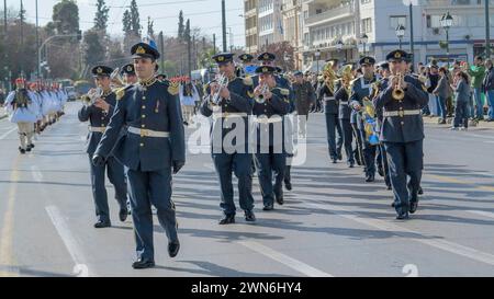 Athens, Greece - feb 03, 2013 - militar parade in downtown Athens to celebrate greece independence day Stock Photo