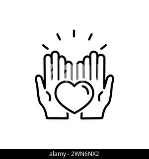 Hands holding heart icon illustration isolated vector sign symbol Stock Vector