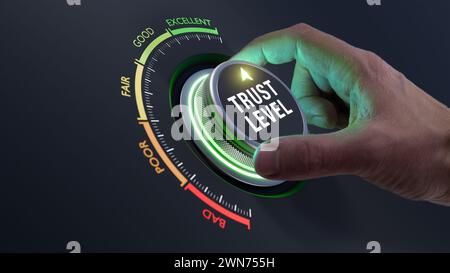 Build trust in business and finance relationships. Trusted partner. Trustworthy collaboration, company or contract. Confidence to work together. Busin Stock Photo