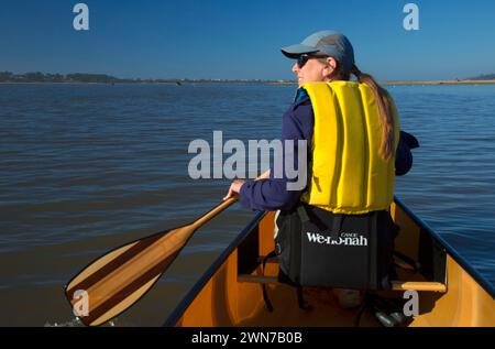 Canoeing on Siletz Bay, Siletz Bay National Wildlife Refuge, Oregon Stock Photo