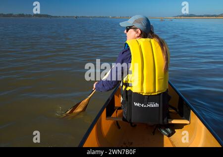 Canoeing on Siletz Bay, Siletz Bay National Wildlife Refuge, Oregon Stock Photo