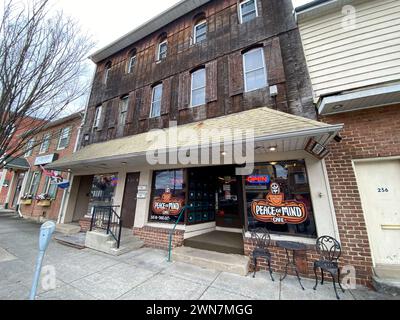 Exterior of the Peace of Mind Cafe in Millersburg, Pennsylvania, Saturday, January 13, 2024. The scheduled Fundraising Drag Dinner Show has been a controversial topic in this small Pennsylvania town about a three-hour drive from the nations capital. Credit: Rod Lamkey/CNP for NY Post (RESTRICTION: NO Daily Mail. NO New York or New Jersey Newspapers or newspapers within a 75 mile radius of New York City.) Stock Photo