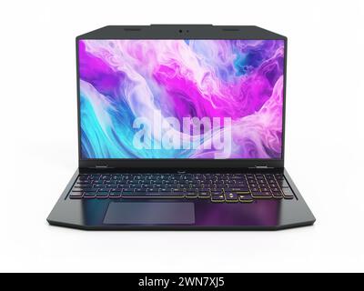 Generic gaming laptop computer isolated on white background. 3D ...