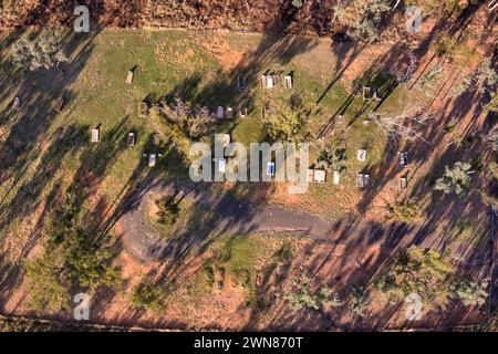 Aerial of the cemetery at Cracow Queensland Australia Stock Photo