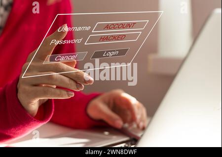 internet network security technology computer online system and spreading to global stolen personal data on computer with virtual screen interfaces Stock Photo