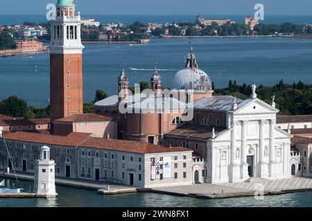 Renaissance Basilica di San Giorgio Maggiore (San Giorgio Maggiore basilica) by Andrea Palladio from XVI century and Monastero di San Giorgio Maggiore Stock Photo