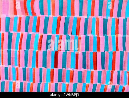 Abstract textured background of multicolored vertical short stripes. The stripes are regularly repeated, forming horizontal stripes. Bright colours. D Stock Photo