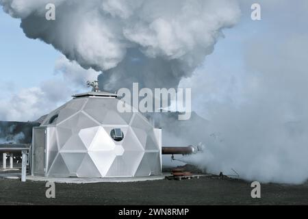 Borehole at a geothermal power plant Stock Photo