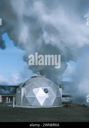 Borehole at a geothermal power plant Stock Photo