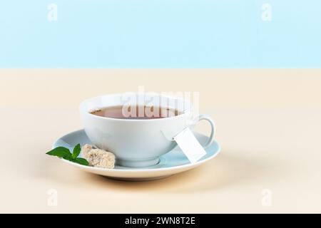 Serene tea setting with mint leave Stock Photo