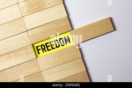 The word FREEDOM written in vintage letterpress type. Stock Photo