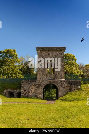 The gatehouse entrance to Hillsborough Fort in the town's Forest Park, County Down, Northern Ireland Stock Photo